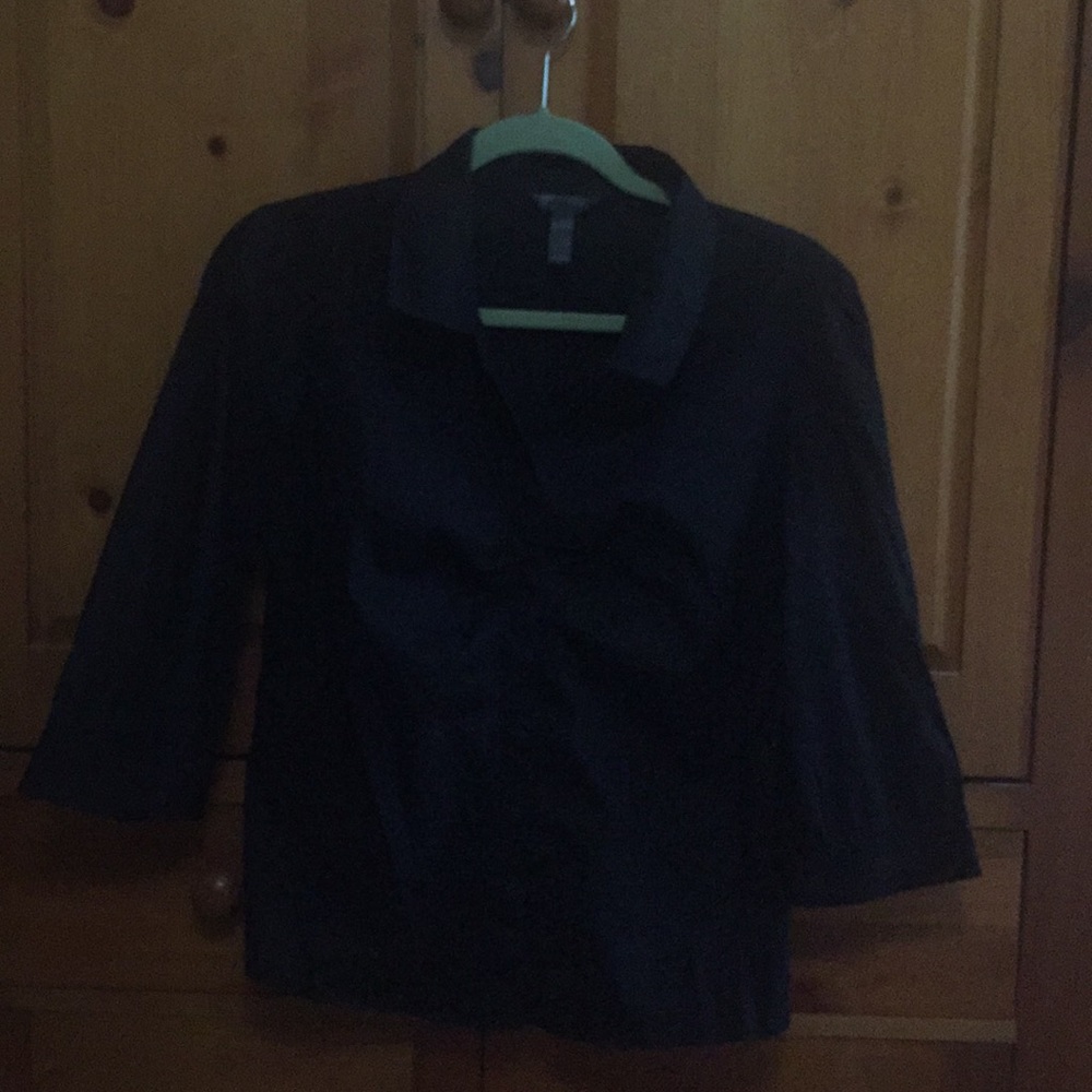 Black stretch woven top